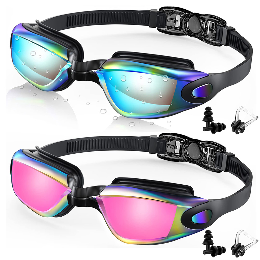 Swim Goggles Anti Fog Uv - 2er-Pack Schwimmbrillen, beschlagfrei, mit UV-Schutz, verstellbar,