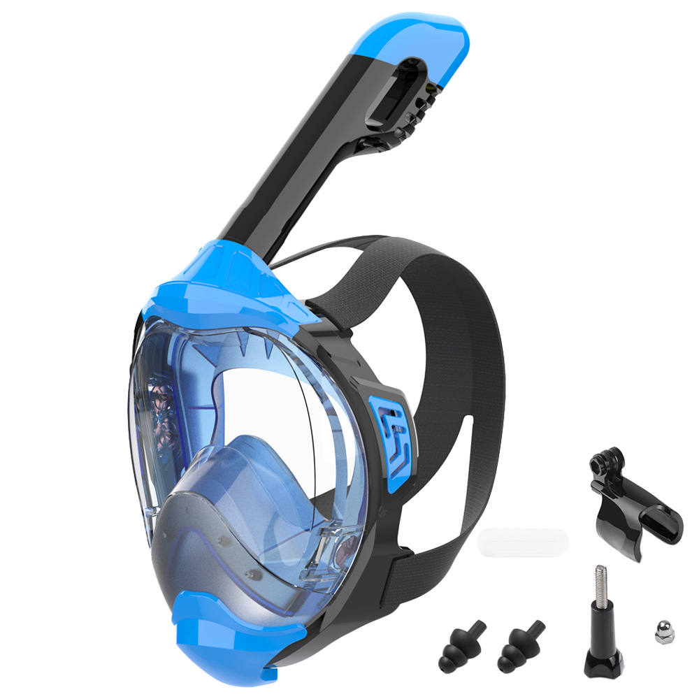 Snorkel Mask Full Face - Vollgesichts-Schnorchelmaske mit dem neuesten Dry-Top-Atemsystem, abnehmbare