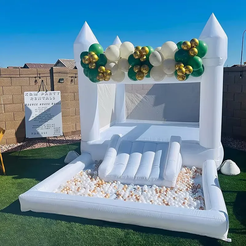 Water Slide Inflatable - 20264m Weiße Aufblasbare Hüpfburg für Kinder