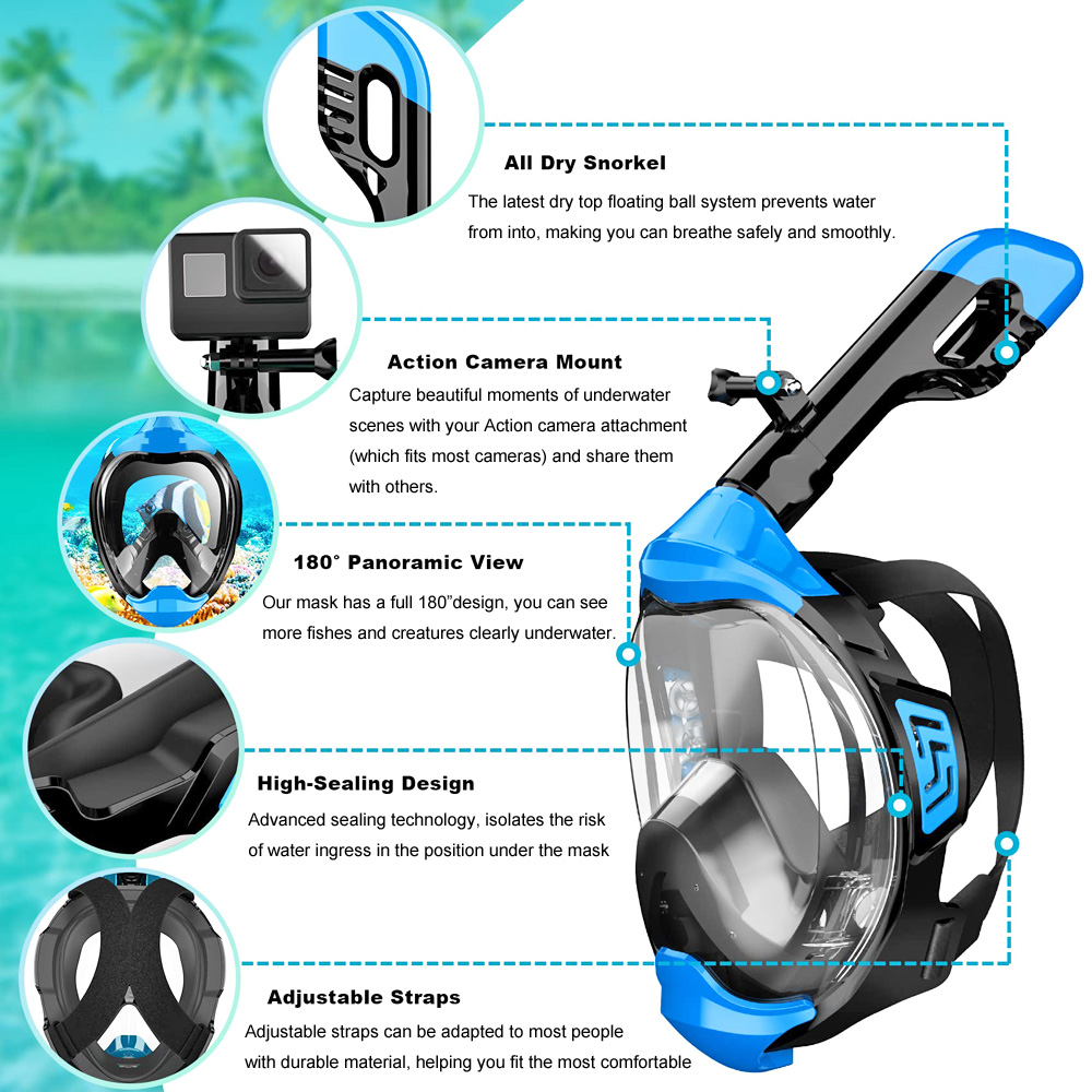 Vollgesichts-Schnorchelmaske m – Snorkel Mask Full Face Bewertung und Preis