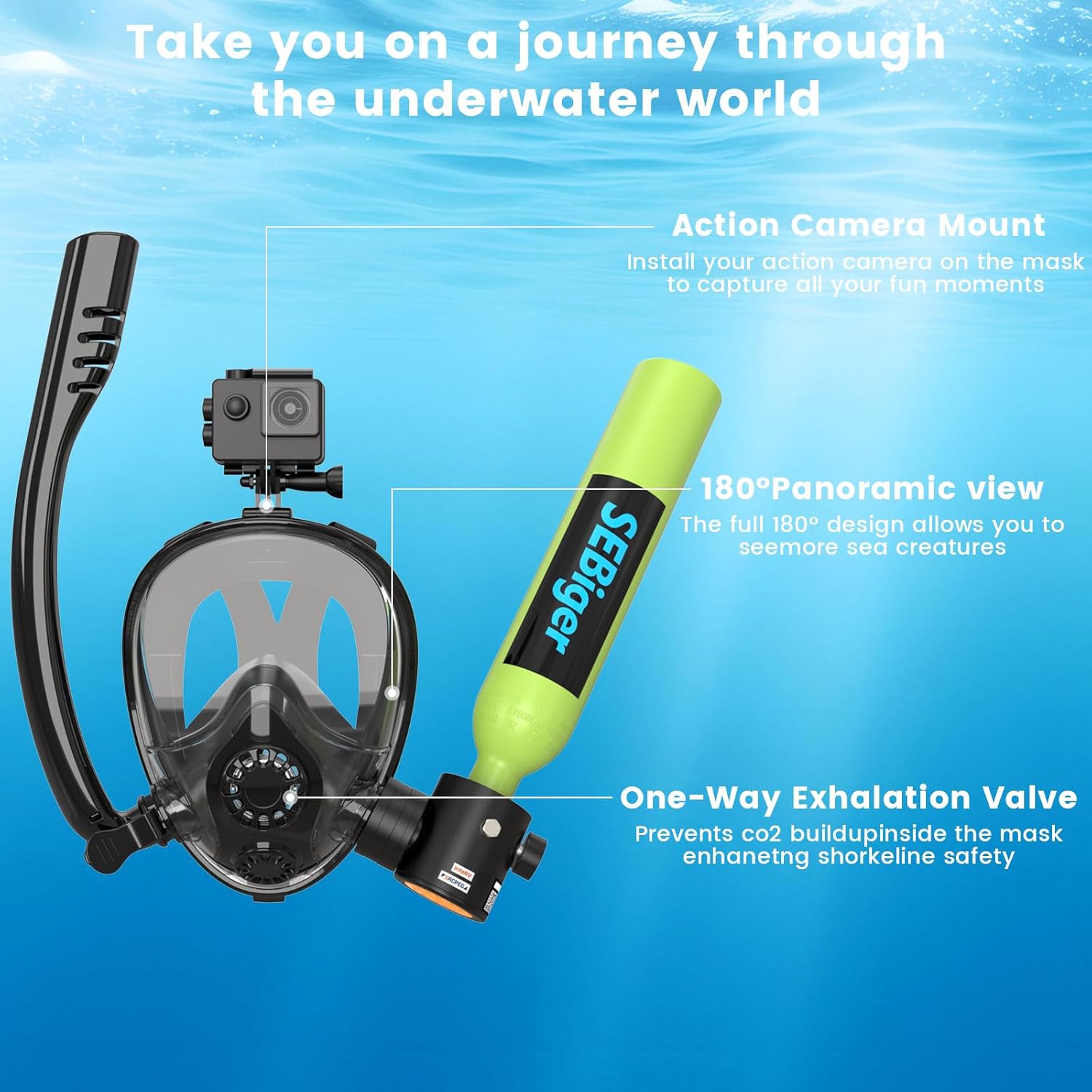 Mini-Tauchflasche 0,5L mit Vol – Snorkel Mask Full Face Bewertung und Preis